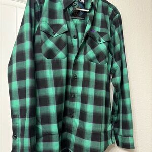 DIXXON Green and Black Casual Button Down Shirt